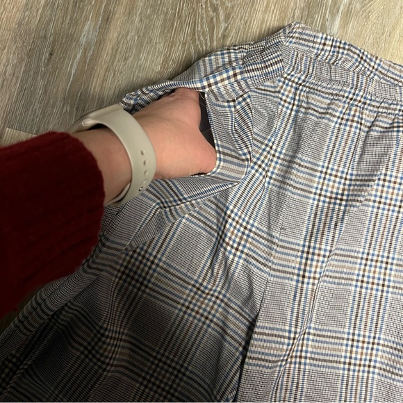 Zara Plaid Size Large Trousers Blue, Brown and White - Picture 5 of 7